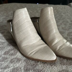 Dolce Vita Cream Croc-Patterned Ankle Booties